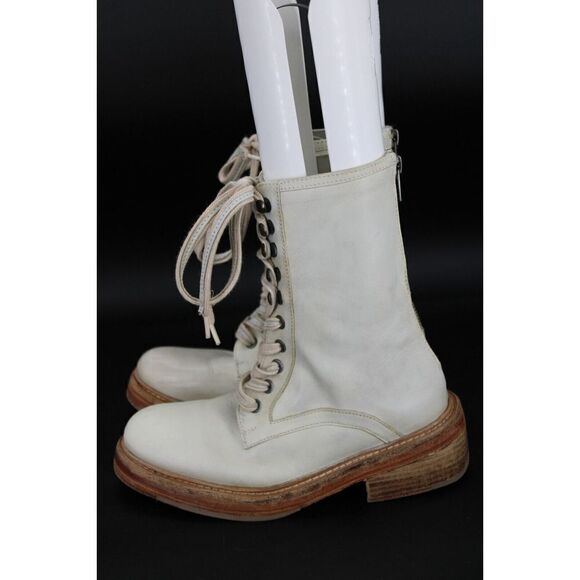 Free People Santa Fe Lace Up Ivory Leather Boot Size 36 - Picture 1 of 9